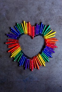 Love Heart With Rainbow Crayons